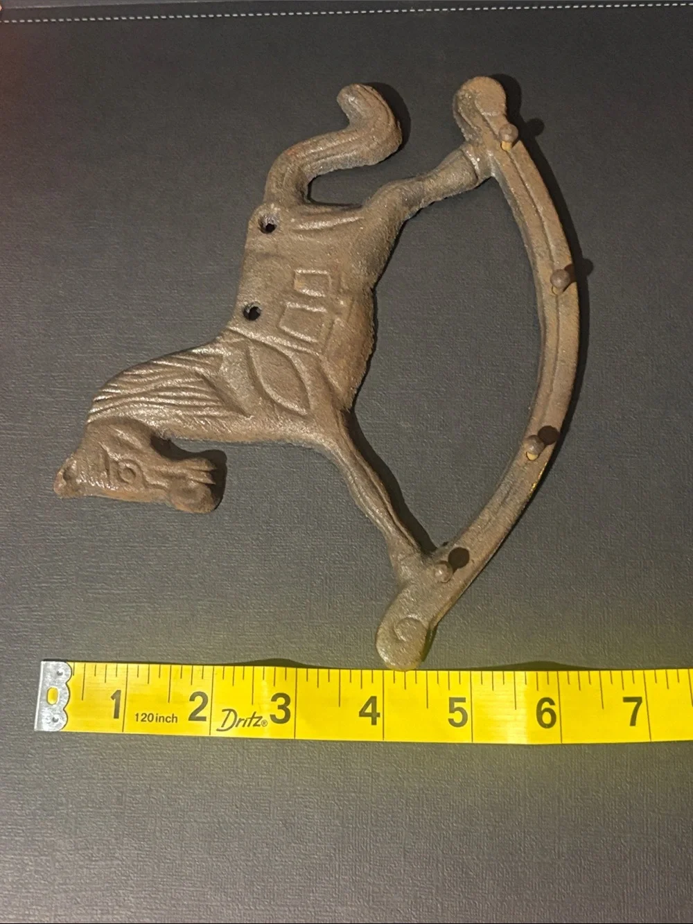Vintage cast iron multi wall hook rocking horse equestrian decor